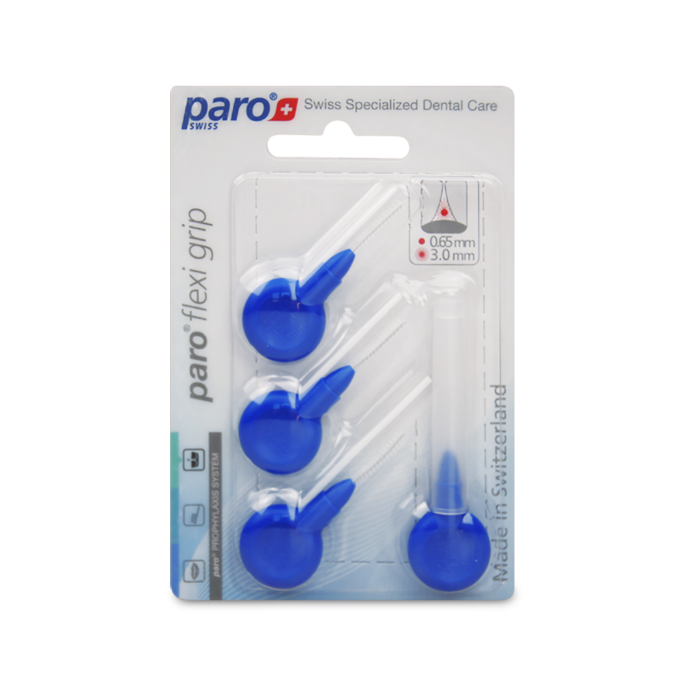 1071, paro® flexi grip, x-fine, blue, cylindric, 3 mm, 4 pcs, interdental brush