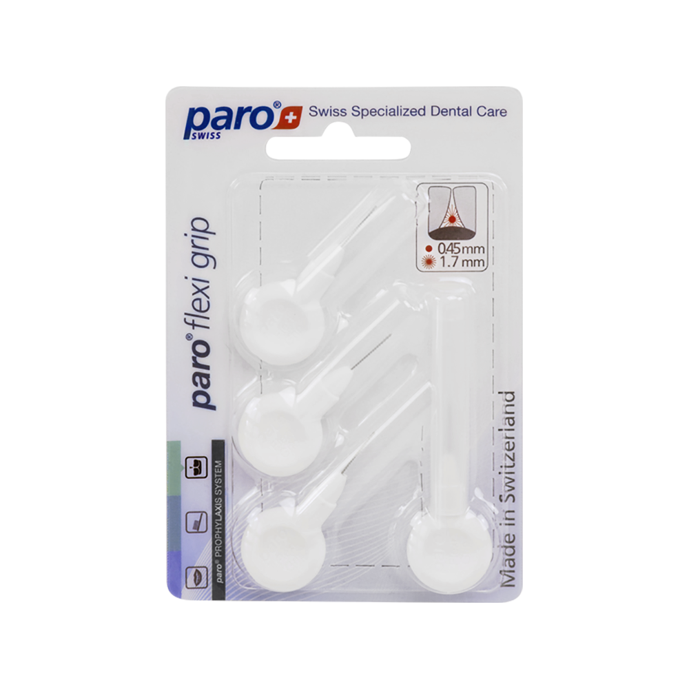 1072, paro® flexi grip, xxxx-fine, white, cylindric, 1.7 mm, 4 pcs , interdental brush
