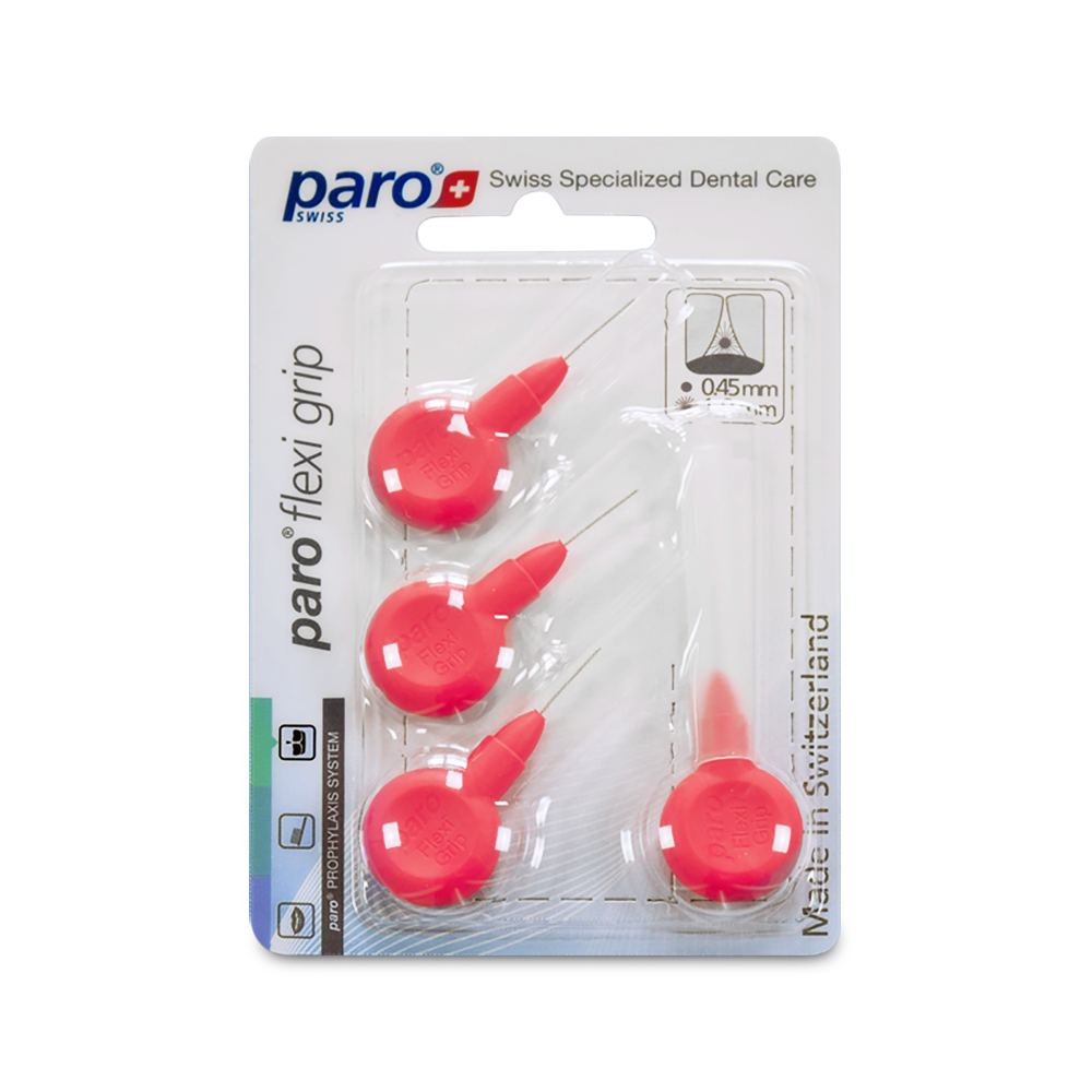 1073, paro® flexi grip, xxx-fine, red, cylindric, 1.9 mm, 4 pcs , interdental brush