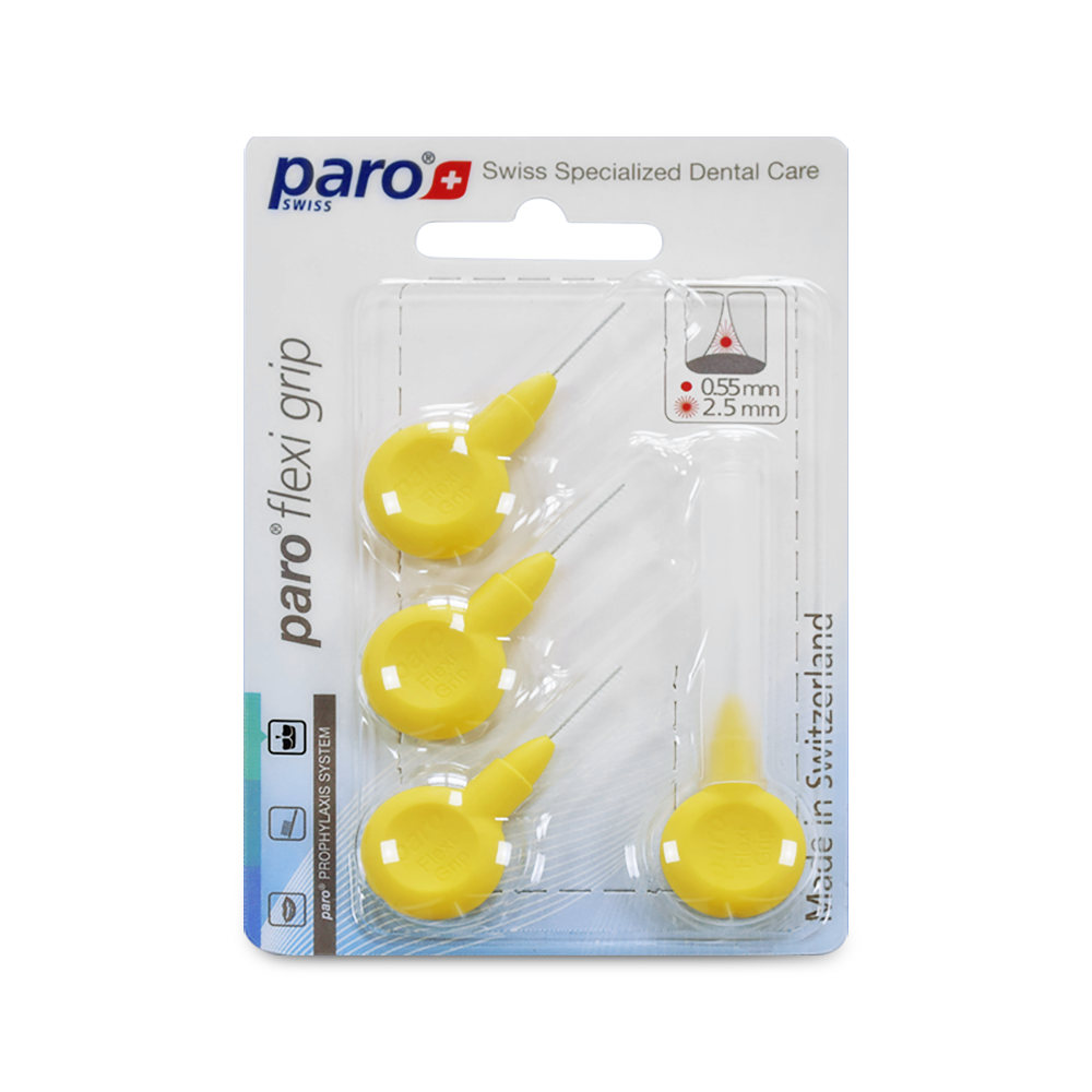 1074, paro® flexi grip, xx-fine, yellow, cylindric , 2.5 mm, 4 pcs , interdental brush