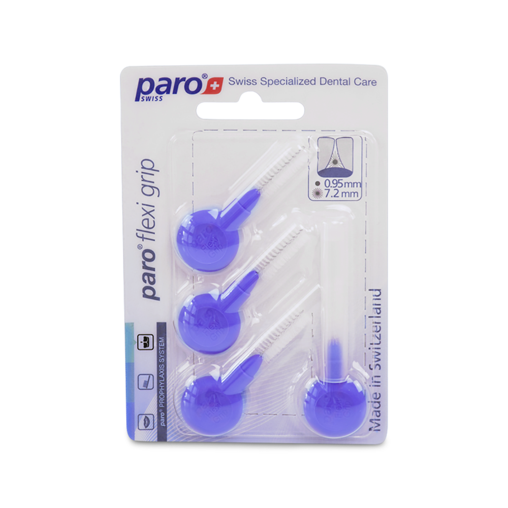1077, paro® flexi grip, coarse, violet, cylindric, 8.0 mm, 4 pcs, interdental brush