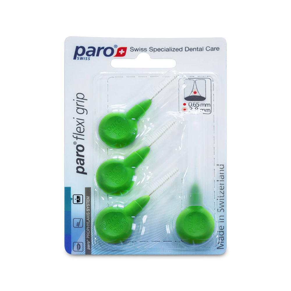 1083, paro® flexi grip, medium, light-green, conical, 3.0/8mm, 4 pcs , interdental brush