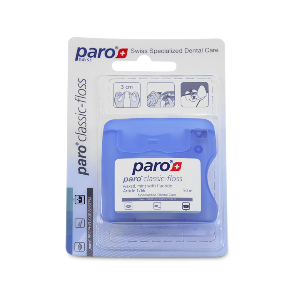 1766 paro classic-floss, 50 m, waxed, mint flavor.