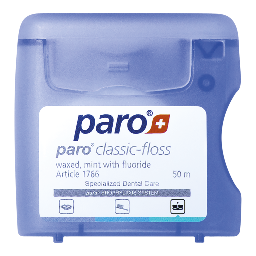 1766 paro classic-floss, 50 m, waxed, mint flavor.