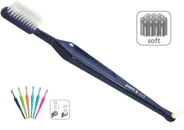 709 paro® S43 Toothbrush soft, 4 rows, with paro® interspace brush F