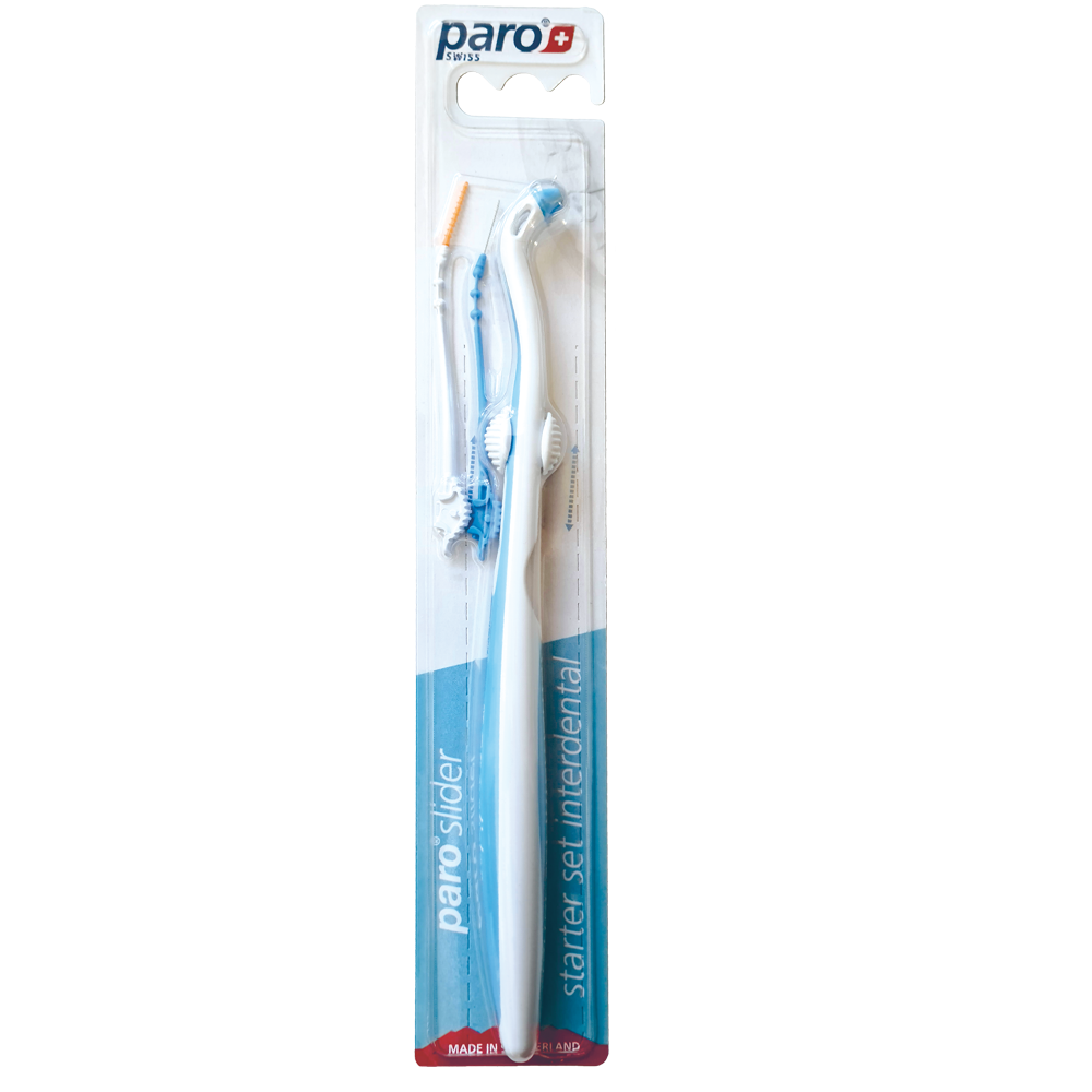 1030 paro Slider Kit, Easy and clean way to clean between your teeth! Starter Kit with 1 Handle and 3 XS interdental brushes