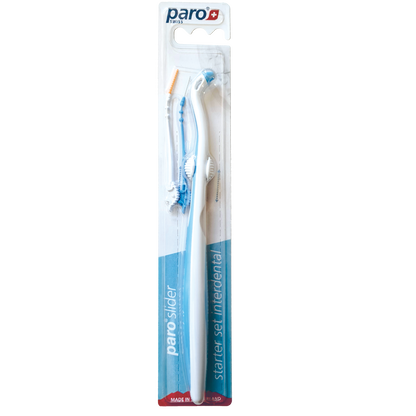 1030 paro Slider Kit, Easy and clean way to clean between your teeth! Starter Kit with 1 Handle and 3 XS interdental brushes