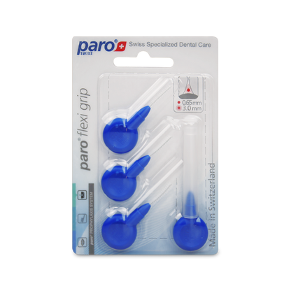 1071, paro® flexi grip, x-fine, blue, cylindric, 3 mm, 4 pcs, interdental brush