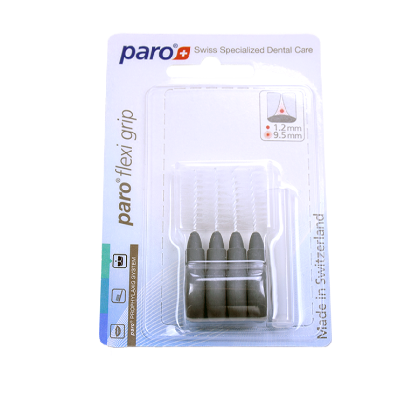 1080, paro® flexi grip, x-large, grey, cylindric, 9.5 mm, 4 pcs, interdental brush