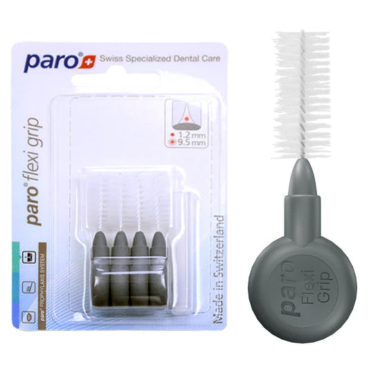 1080, paro® flexi grip, x-large, grey, cylindric, 9.5 mm, 4 pcs, interdental brush