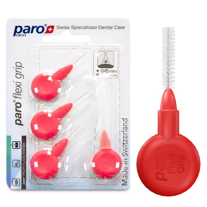 1073, paro® flexi grip, xxx-fine, red, cylindric, 1.9 mm, 4 pcs , interdental brush